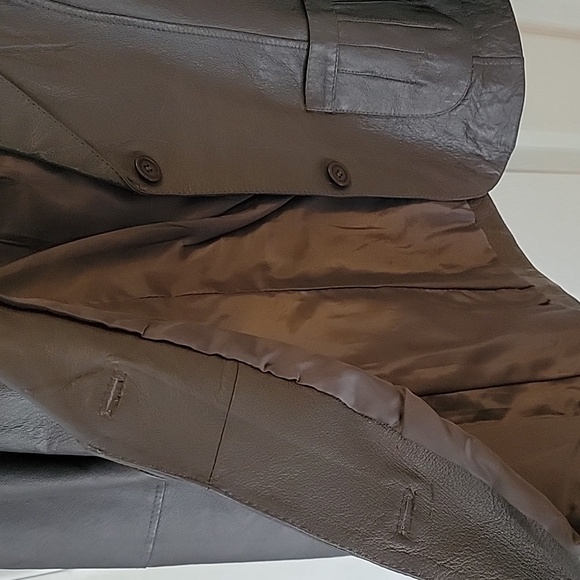 Gray leather blazer jacket, Size 12 - Picture 3 of 6